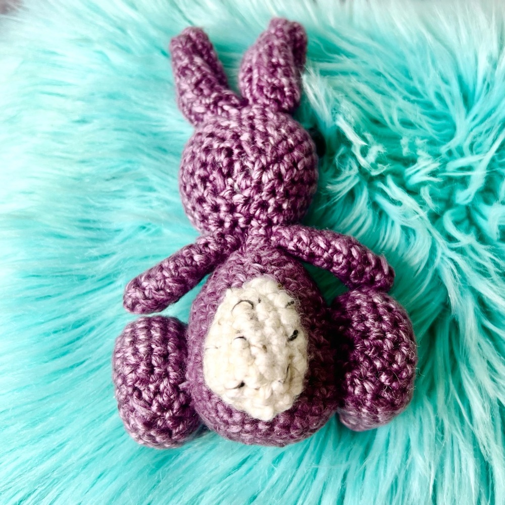 Handmade Purple Bunny Plush Crochet Toy Decor Acyclic & WOOL Blend PinkRainCloud - Picture 7 of 10